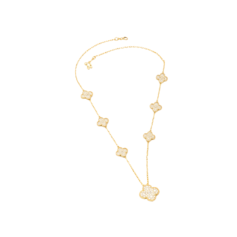 Van Cleef & Arpels Jewelry | Diamond Clover Necklace Earrings Bracelet Ring Set