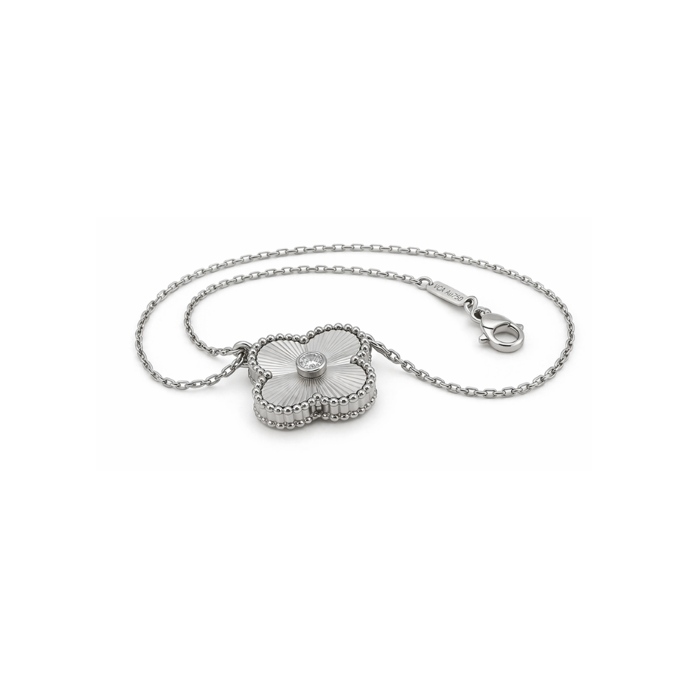 Van Cleef & Arpels Jewelry | Guilloche Clover Pendant Necklace